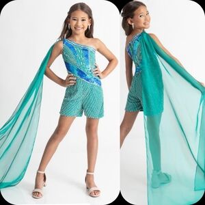 Elegant Teal and Blue Kids Formal Dress